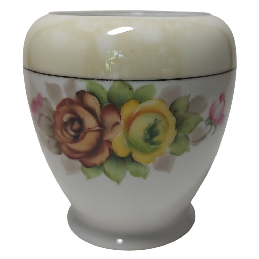 Antique Hand Painted Noritake Jar Hand Painted Lusterware Floral Roses No Lid
